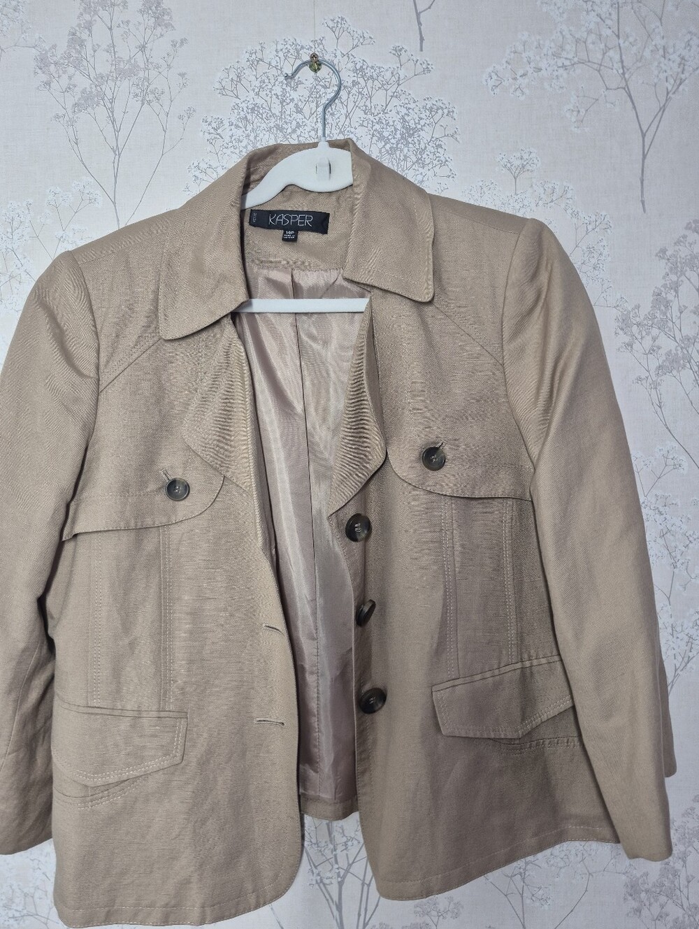 Kasper Beige Button-Front Blazer